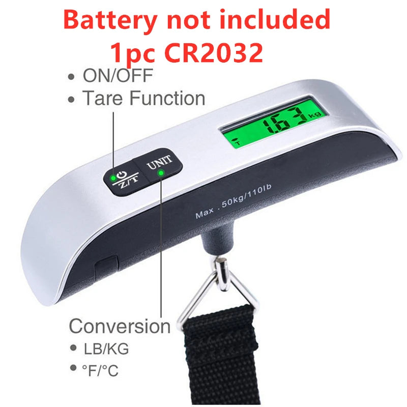 Portable Scale Digital LCD Display 110lb/50kg Electronic Luggage Hanging Suitcase Travel Weighs Baggage Bag Weight Balance Tools Beauty World Shop