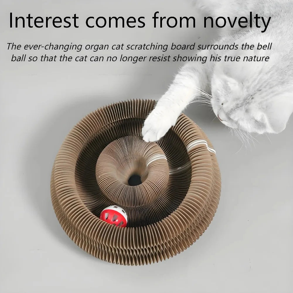 Organ Cat Scratch Board, Wear-resistant and Shavings Resistant, Cat Toy, Corrugated Paper Scratch Board with Bell