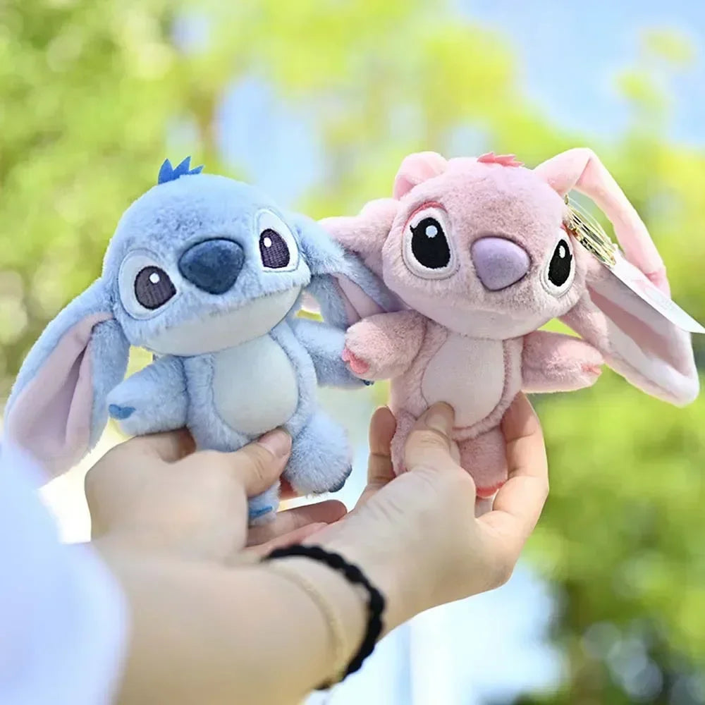 Cartoon Stitch Plush Keychain Soft Toy Cute Stuffed Animal Pendant Gift for Girls  Angel Doll Bag Charm Kids Birthday Present Beauty Fashion