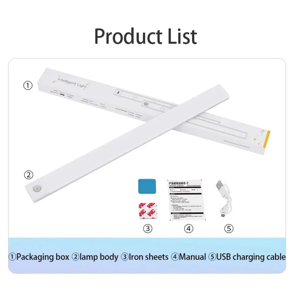 LED Cabinet Light USB Type-C Rechargeable Motion Sensor Led Lamp for Kitchen Wardrobe Cabinet Lighting 20cm/30cm/40cm/50cm/60cm Beauty World Shop
