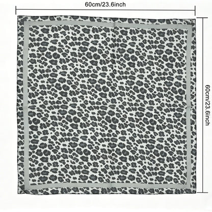 Leopard Print Magnetic Buckle Scarf, 60cm Square Thin Chiffon Neck Scarf, Quick & Easy Wear Fastening Neck Wrap,Decorative Scarf Beauty World Shop