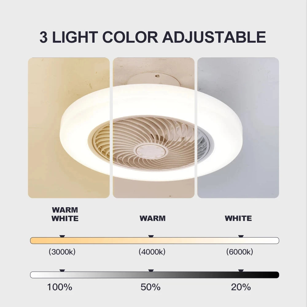 Smart Ceiling Fan Fans With Lights Remote Control Bedroom Decor Ventilator Lamp 52cm Air Invisible Blades Silent Beauty World Shop