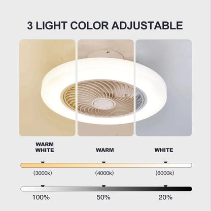 Smart Ceiling Fan Fans With Lights Remote Control Bedroom Decor Ventilator Lamp 52cm Air Invisible Blades Silent Beauty World Shop