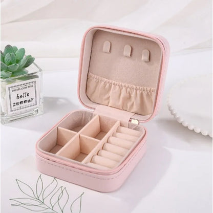 Portable Mini Jewelry Storage Box Travel Organizer Jewelry Case Leather Storage Earrings Necklace Ring Jewelry Organizer Display Beauty World Shop