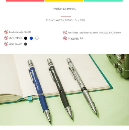 Mechanical Pencil Set 2.0 mm with 2B Black/Colors Lead Refill For Writing Sketching Art Drawing Painting School Automatic Pencil Beauty World Shop