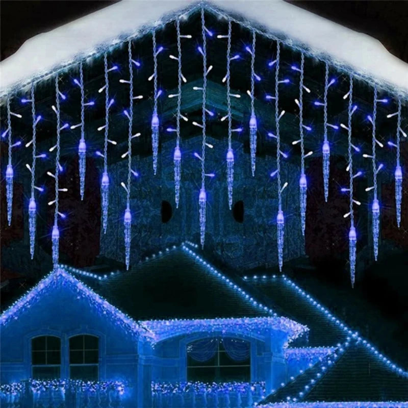 Christmas Garland LED Icicle Curtain String Lights Droop Outdoor Garden Street Wedding Decorative lighting Steady on Beauty World Shop