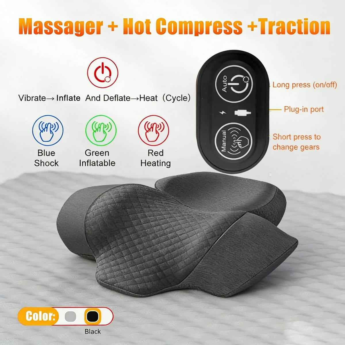 Electric Neck Massager Pillow Cervical Stretcher Heating Vibration Massage Back Traction Orthopedic Sleeping Pillows Support Beauty World Shop