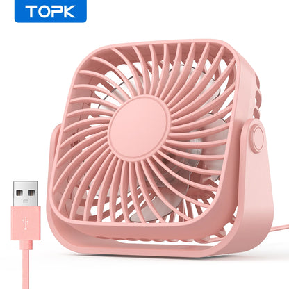 TOPK 4Inch USB Mini Portable Fan for Camping,3 Speeds Quiet Desk Table Personal Fan,360°Adjustment Standing fans for room Home Beauty World Shop