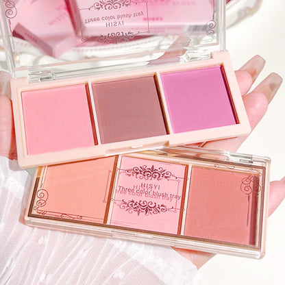3-Color Cheek Red Plate Nude Makeup Natural Matte Milk Tea Orange Eye Shadow Makeup Lasting High Color Rendering Invisible Beauty World Shop