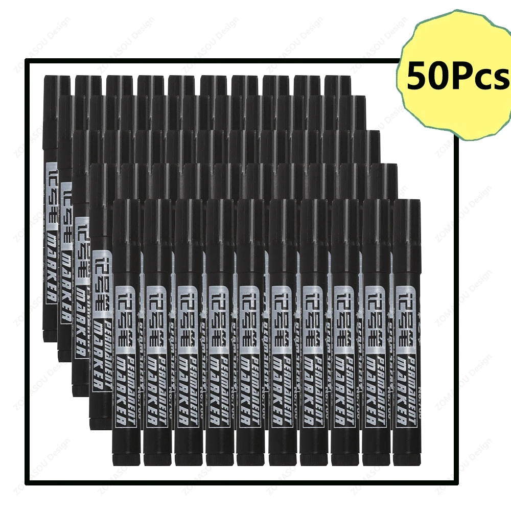 1-100Pcs Waterproof Oil-based Marker Pen Quick Dry Black Blue Red Ink Permanent for Metal Glass Stationery Art School Supply Beauty World Shop