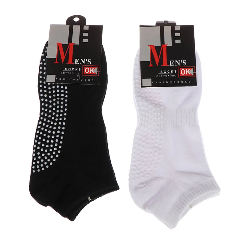 1pair Men's Cotton Non-slip Yoga Socks With Grips Breathable Anti Skid Floor Socks For Pilates Gym Fitness Size 39-44 Beauty World Shop