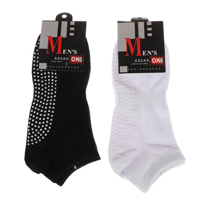 1pair Men's Cotton Non-slip Yoga Socks With Grips Breathable Anti Skid Floor Socks For Pilates Gym Fitness Size 39-44 Beauty World Shop