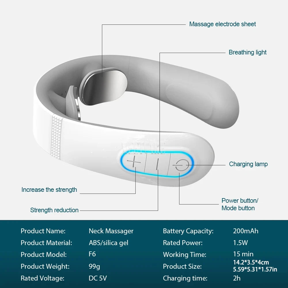 Pulse Neck Massager Electric Smart Cervical Massagers TENS Pain Muscle Kneading Massage Beauty World Shop