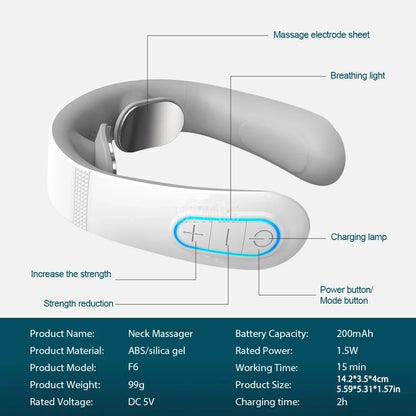 Pulse Neck Massager Electric Smart Cervical Massagers TENS Pain Muscle Kneading Massage Beauty World Shop