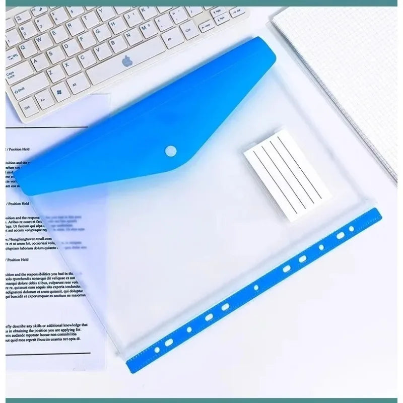 Pack of 6 A4 Plastic Covers with 11 Holes Adhesive Closure Compatible with 2/3/4 Rings for School And Office Supplies Beauty World Shop