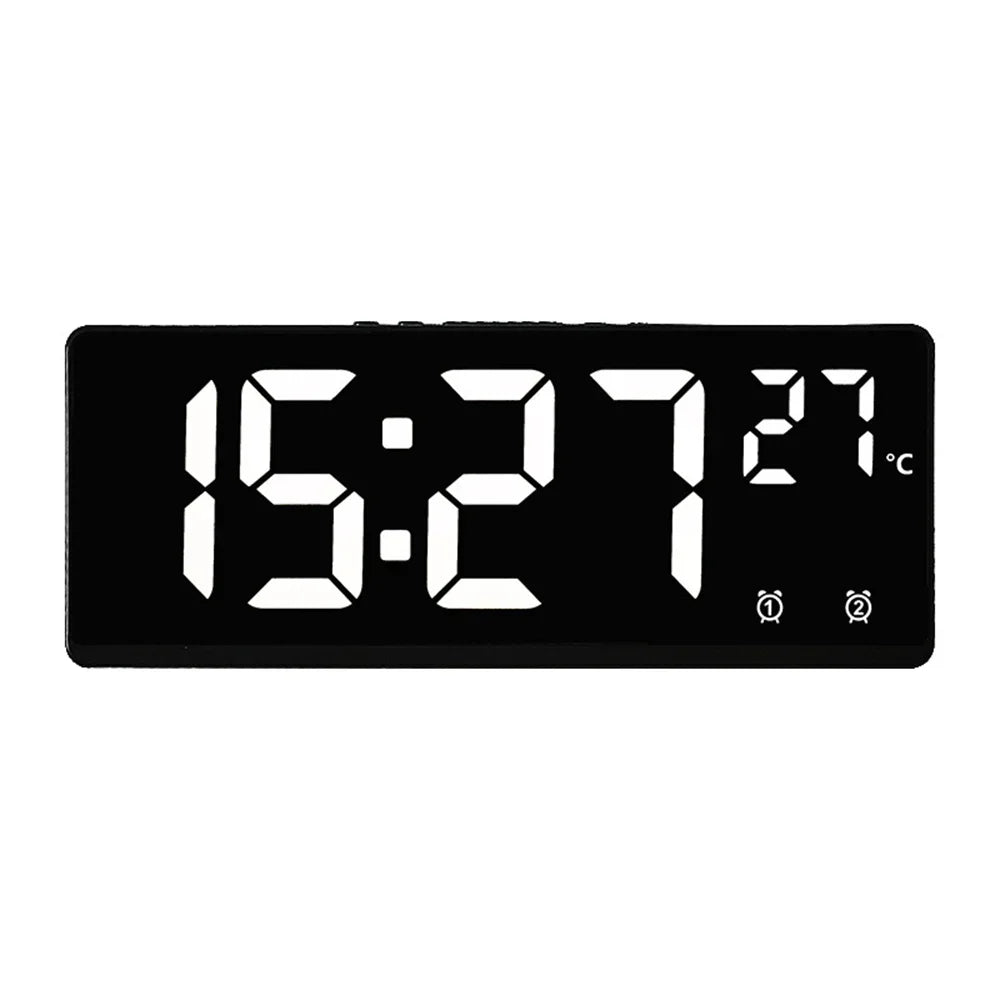 Voice Control Digital Alarm Clock Temperature Dual Alarm Snooze Desktop Table Clock Night Mode 12/24H LED Clock Watch Desk Clock Beauty World Shop