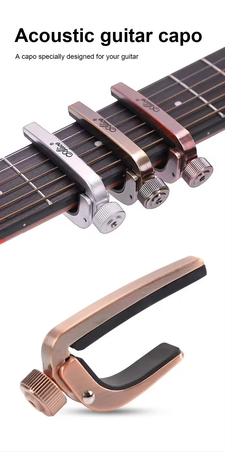 Alice Guitar Capo Adjustable Roller Metal Perfect Quick Change Tune for Electric Acoustic Guitar, Bass, Violin, and Ukulele Beauty World Shop