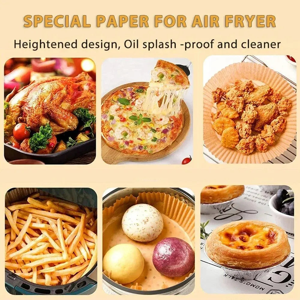 50/100Pcs Air Fryer Disposable Paper Non-Stick Airfryer Baking Papers Round Air-Fryer Paper Liners Paper Kitchen Accessories Beauty World Shop