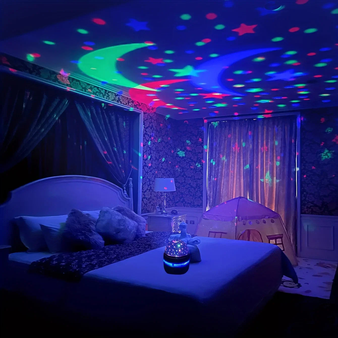 LED Starry Sky Night Lights USB Projector Lamp Magic Ball Moon Star Christmas Lights Home Room Atmosphere Decorations Beauty World Shop