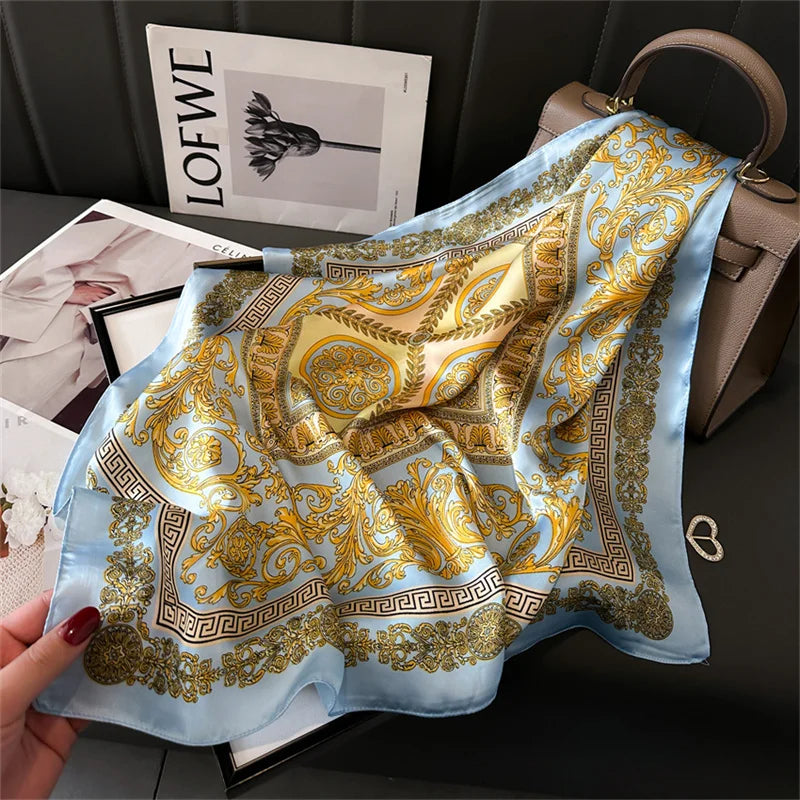 2025 New Fashion Luxury Printed Square Shawl Women 70x70cm Pashmina Silk Scarf Neck Headband Bandana Beauty World Shop
