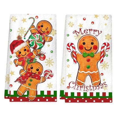 2pcs Christmas Kitchen Towels Buffalo Plaid Xmas Hand Towels Christmas Decorations for Home 2025 Navidad Noel Dish Towels Gifts Beauty World Shop