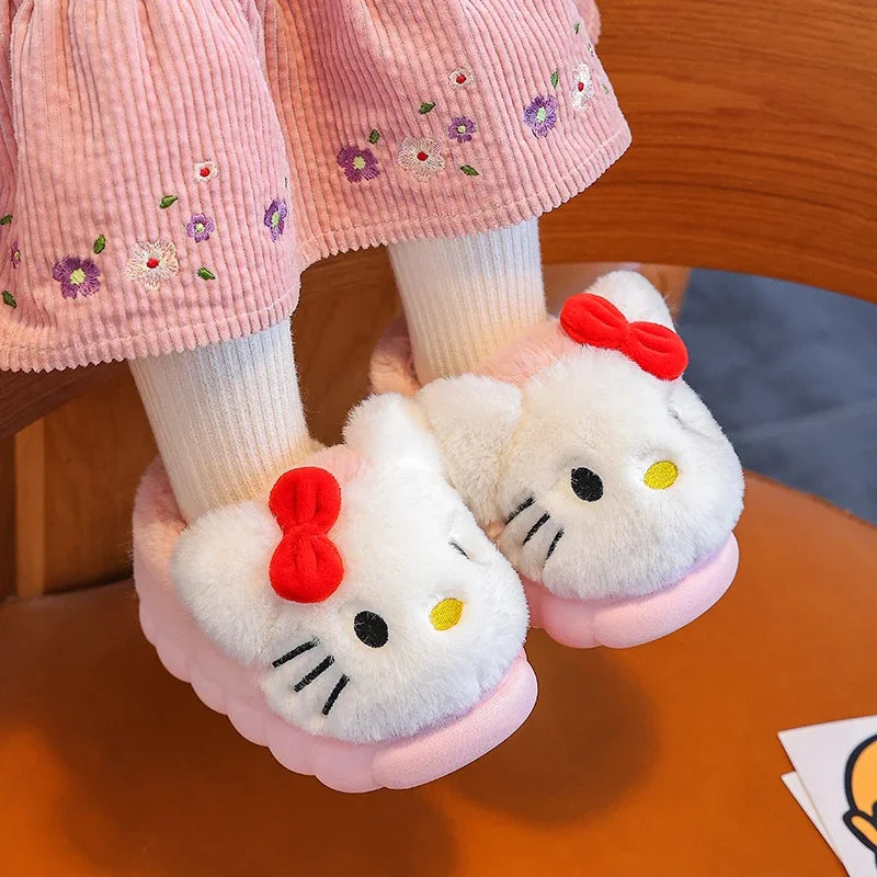 Kawaii Pikachu Figure Cotton Slippers Cover Heel Anime Peripheral Cute Cartoon Flat Autumn/Winter Plush Slippers Christmas Gifts Beauty World Shop