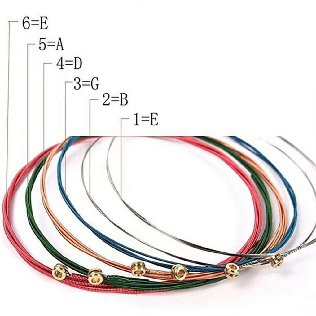 Miwayer Set of 6 Acoustic Guitar Strings, E-A Rainbow Colors, for Folk Acoustic Guitar, Classical Guitar Beauty World Shop