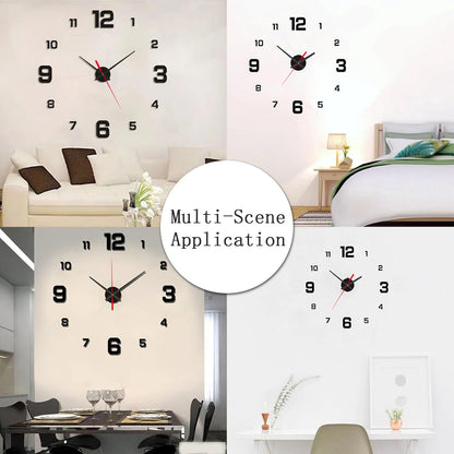 3D Creative Frameless DIY Wall Hanging Clock Wall Stickers Home Mute Digital Clock Living Room Office Wall Decoration Beauty Fashion