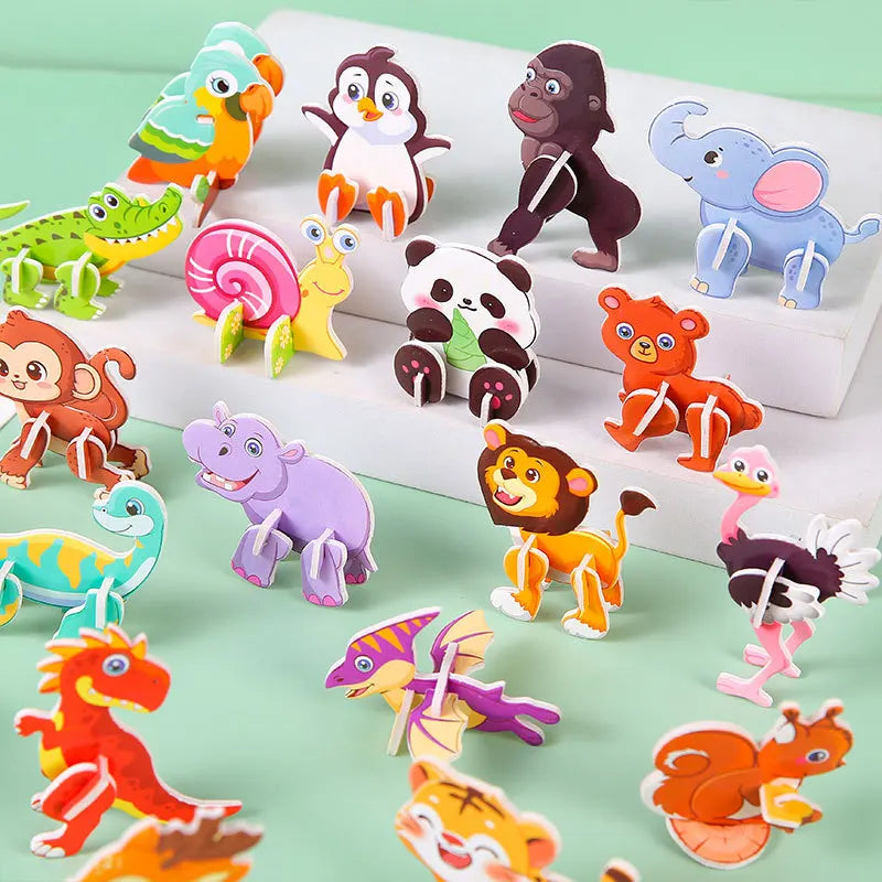 30pcs 3D Jurassic Dinosaur Cute Animals Enlightenment Paper Puzzle Puzzle Puzzle Cartoon Learning Education Puzzle Christmas Toy Beauty World Shop