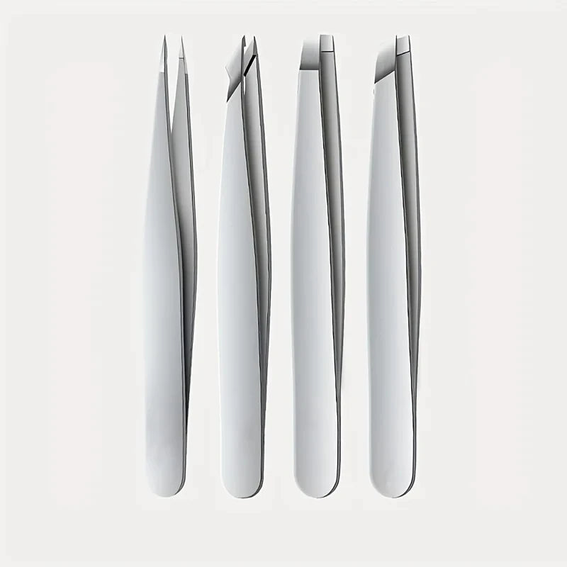 Ouriner Eyebrow Tweezers Set 4 Pcs Stainless Steel Eyebrow Forceps Professional Beauty Tool Set For Facial Hair Inward Growing Beauty Fashion