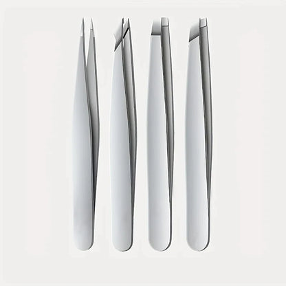 Ouriner Eyebrow Tweezers Set 4 Pcs Stainless Steel Eyebrow Forceps Professional Beauty Tool Set For Facial Hair Inward Growing Beauty Fashion