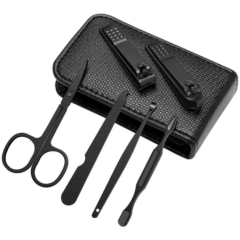 scissors set, Ear pick nail clipper tool, household nail clippers stainless steel pedicure knife,Green 6,piece set Beauty Fashion
