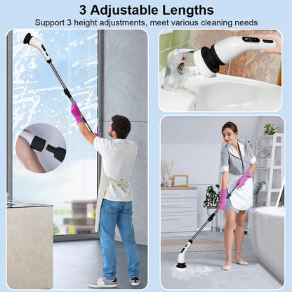 Electric Bathroom Cleaning Brush 9-in-1 Wireless Household Rotation Cleaning Brush for Bathroom Kitchen Toilet Cleaning Scrubber