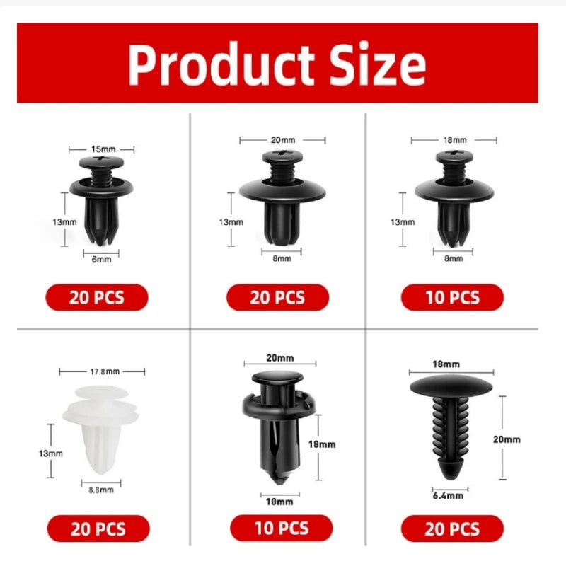 GM Rivet OPP Bag Or Box 6 Kinds of Auto Parts Quick Fastening Plastic Buckle 100 Pieces Mixed Beauty World Shop