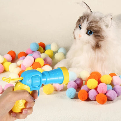 Cat Toys Interactive Launch Training Toy For Pet Kitten Creative Mini Shooting Gun Games Stretch Plush Ball Toys Pet Supplies Beauty World Shop