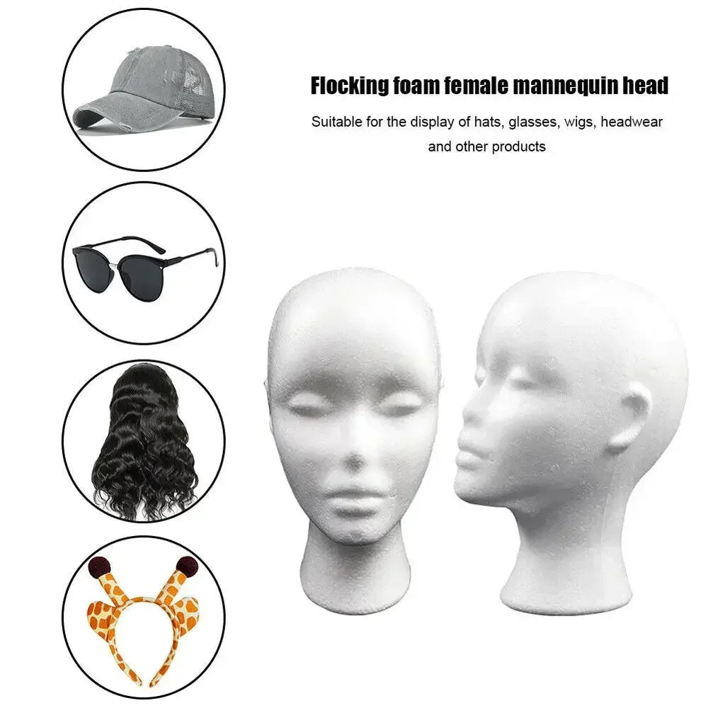 Female Styrofoam Mannequin Manikin Head Model Foam Wig Hair Glasses Display Beauty World Shop