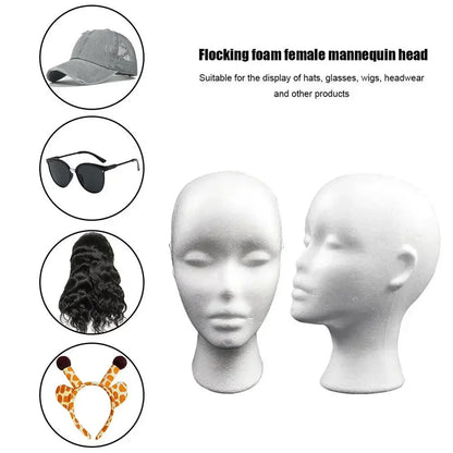 Female Styrofoam Mannequin Manikin Head Model Foam Wig Hair Glasses Display Beauty World Shop
