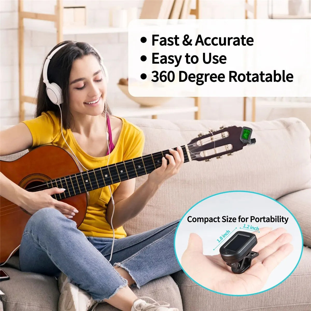 Guitar Tuner For All Instruments Clip on Electronic Tuner for Guitar Bass Ukulele Violin Mandolin Banjo Beauty World Shop
