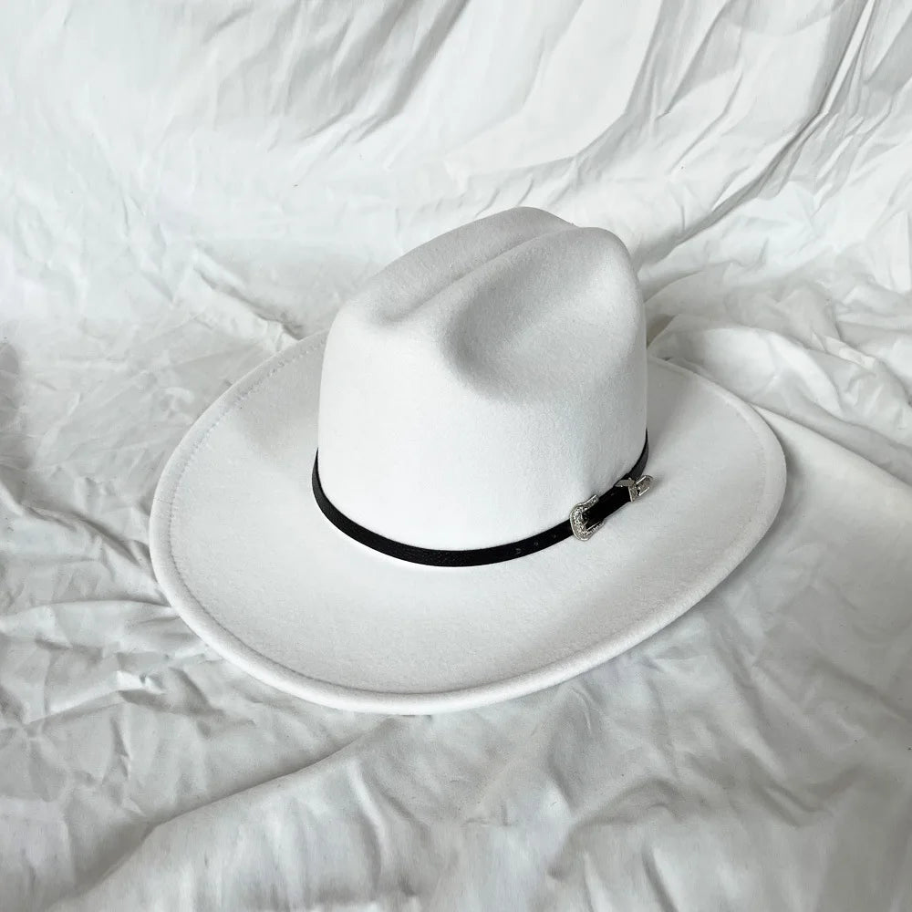 Vintage Western Cowboy Hat For Men's Gentleman Lady Jazz Cowgirl With Leather Wide Brim Cloche Church Sombrero Hombre Caps Beauty World Shop