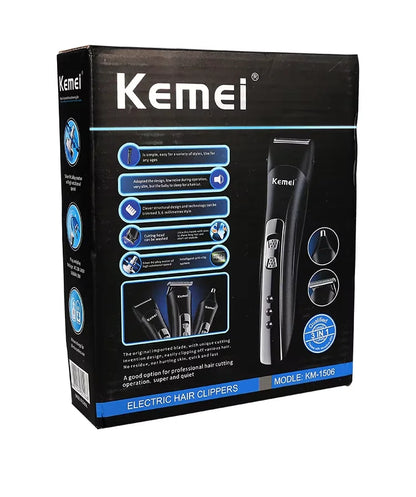 Kemei KM-1506 3 in 1 Electric Hair Clipper USB Charging Shaver Rechargeable Nose Hair Trimmer Professional Shaving Machine Beauty World Shop