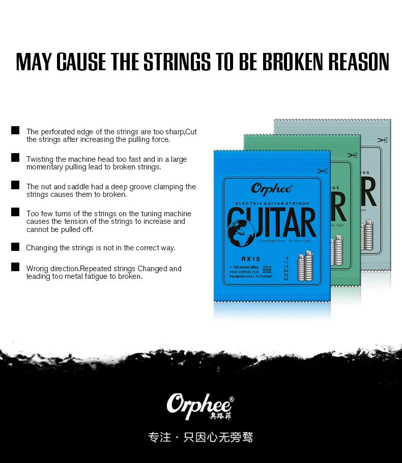 Orphee 1/5/10 Pcs Electric Guitar Strings Set RX Series Hexagonal Carbon Steel 6 String for Electric Guitar Accessories&Parts Beauty World Shop