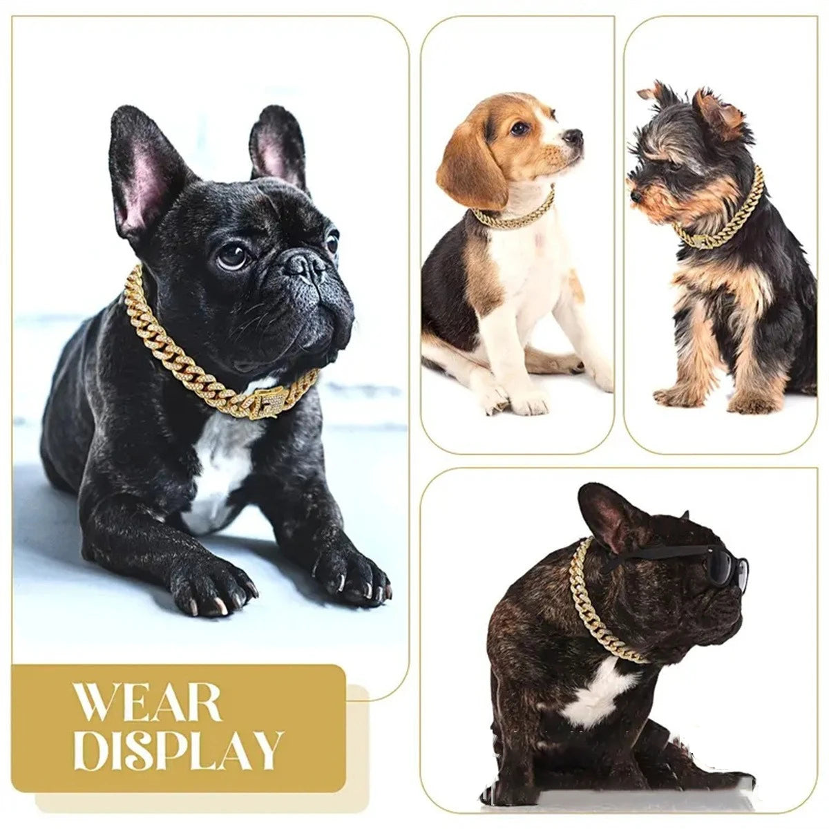 New Style Pet Collar Necklace Cat Dog Full Diamond Cuban Chains Dog Chains Lock Buckle Gold Silver Rose Gold Pet Supplies Beauty World Shop