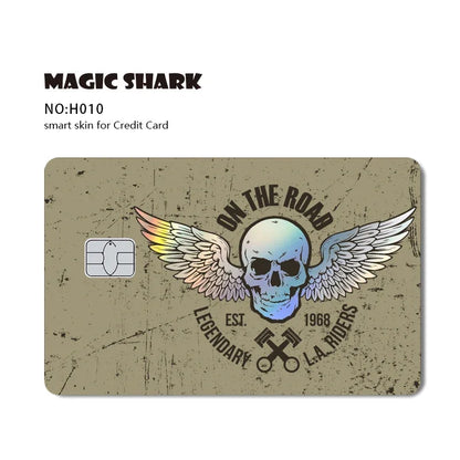 Magic Shark Skull Panda Hunter Broke Blue Eyes Dragon Laser Holographic Sticker Cover Film Skin for Credit Bank Debit Card Beauty World Shop