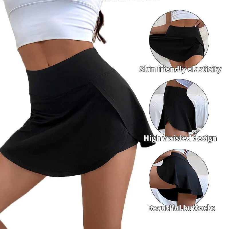 High Waist Sports Culottes Women Yoga Fitness Tennis Lining Anti Light Running Quick Drying Skirt Suitable for Running Yoga Beauty World Shop