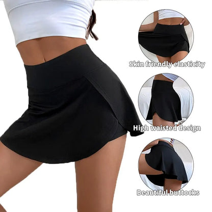 High Waist Sports Culottes Women Yoga Fitness Tennis Lining Anti Light Running Quick Drying Skirt Suitable for Running Yoga Beauty World Shop