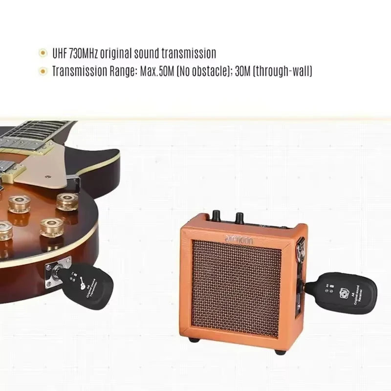A8 Guitar Wireless System - Built-in Rechargeable Transmitter & Receiver for Electric Guitar/Bass Beauty World Shop