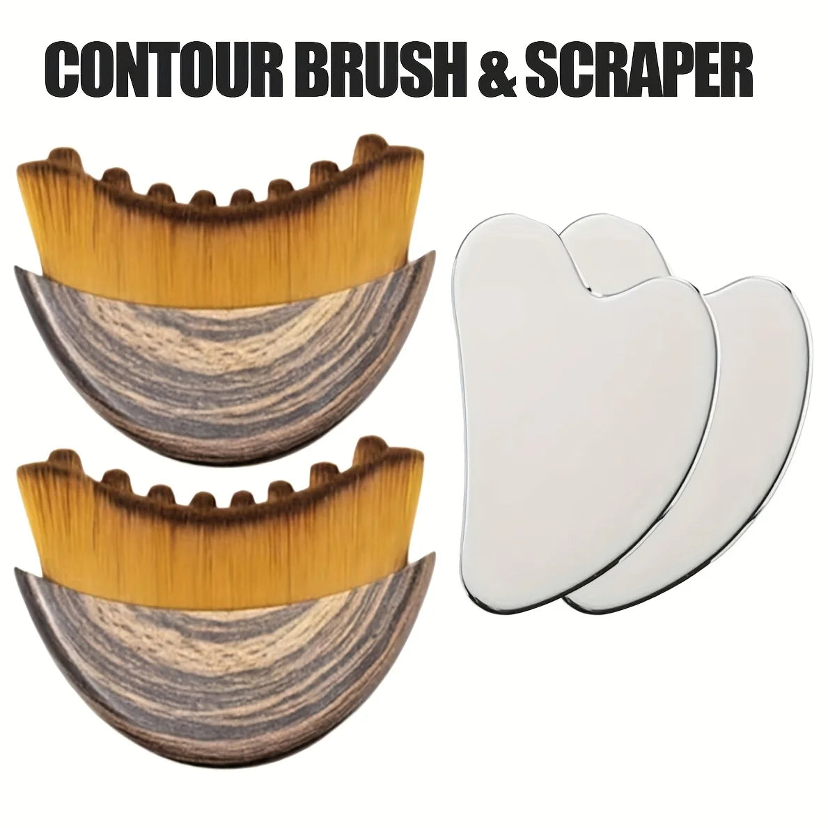 Contour brush scraping board set lymphatic contour facial brush stainless steel fascia knife firming lifting massage board Beauty World Shop
