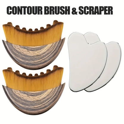 Contour brush scraping board set lymphatic contour facial brush stainless steel fascia knife firming lifting massage board Beauty World Shop
