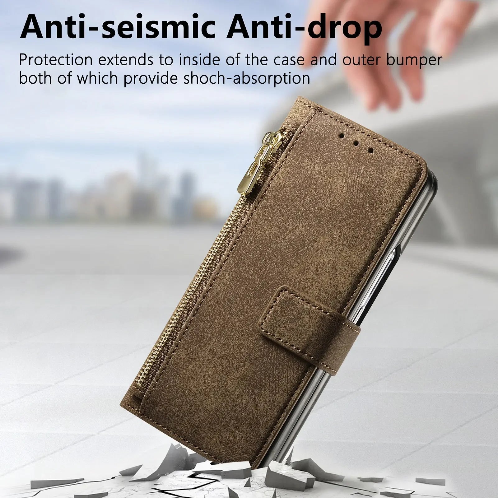 2 in 1 Magnetic Zipper Cards Solt Wallet Leather Case For Samsung Galaxy Z Fold 8 ultra 7 6 5  Wireless Charging Bag Purse Cover Beauty World Shop