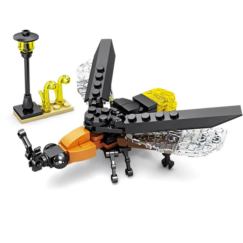 City Farm Vegetable Garden Cute Animals Insect Dragonfly Spider Mantis Centipede Grasshopper Honeybee Building Block Bricks Toy Beauty World Shop